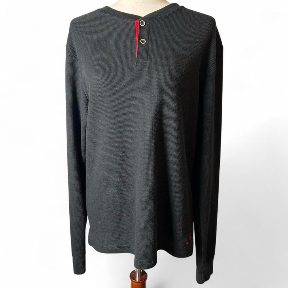 Spyder Men's Long-Sleeve Thermal Henley Sweater - Black with Red Trim